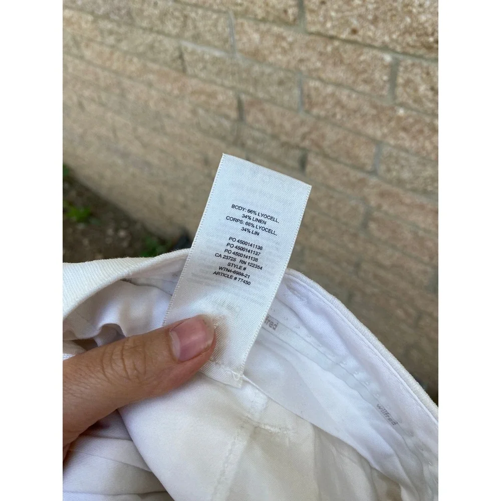 Wilfred Aritzia White Linen The Effortless Pant Wide Leg Pleated Trousers 4 90s